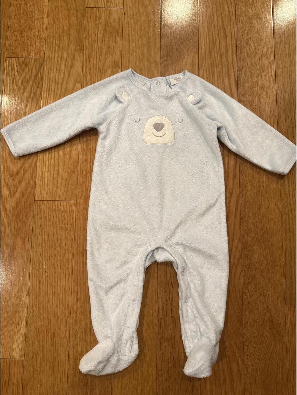 Sterling Baby Light Blue Plush Bear Footed Pajamas